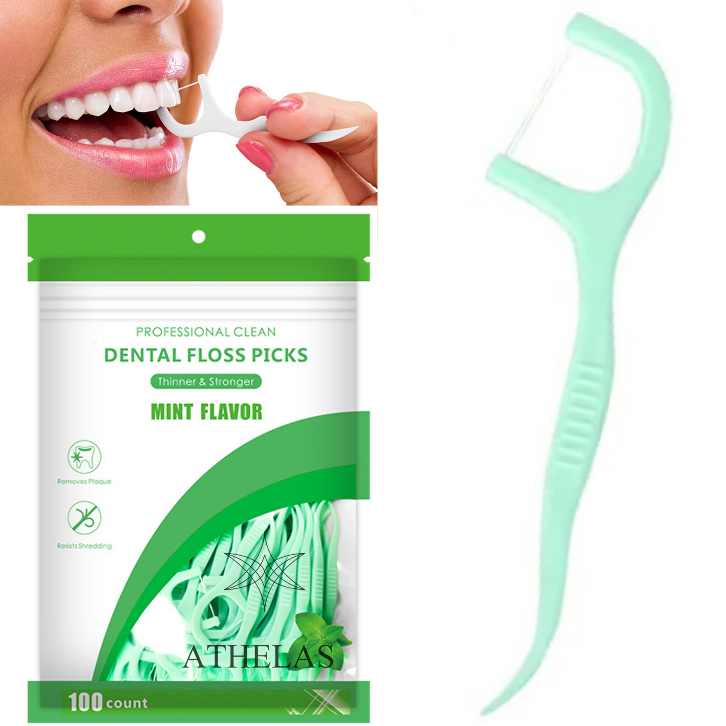 Fresh Mint Floss Picks (Pack of 100)