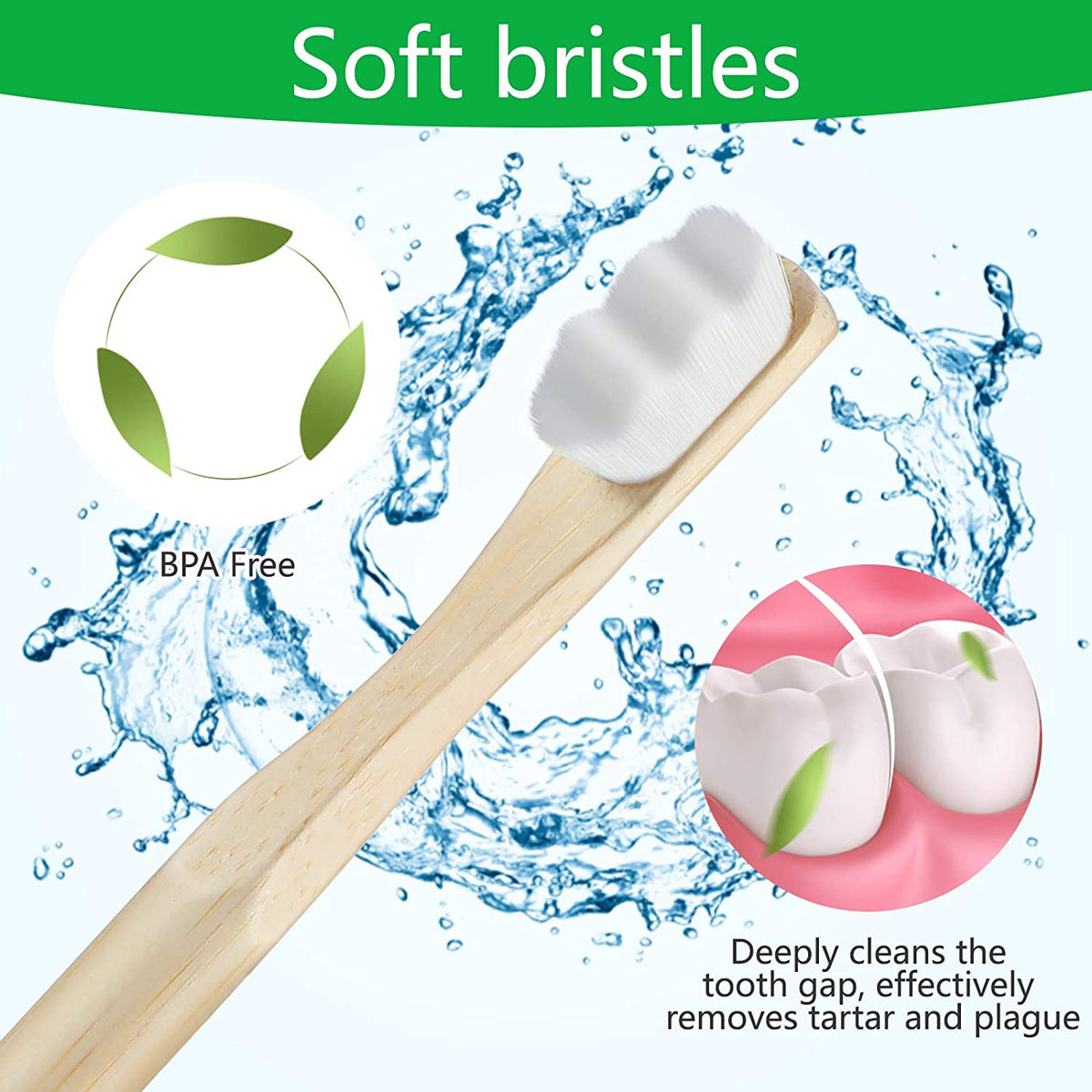 Bamber Organic Bamboo Toothbrush with Nano Bristles ( Set of 4)