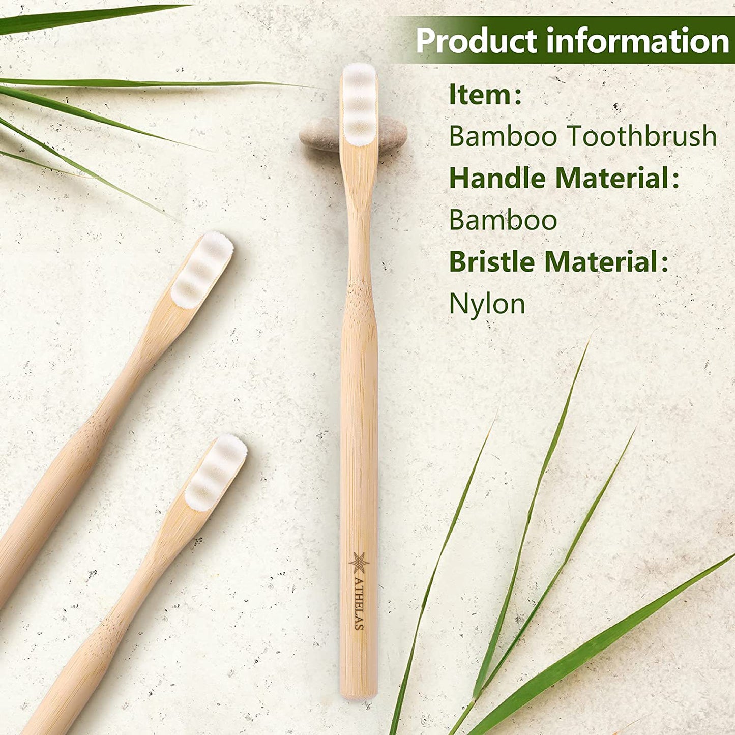 Bamber Organic Bamboo Toothbrush with Nano Bristles ( Set of 4)