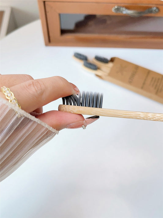 Charco Bamboo Toothbrush with Charcoal Activated Bristles (pack of 4)