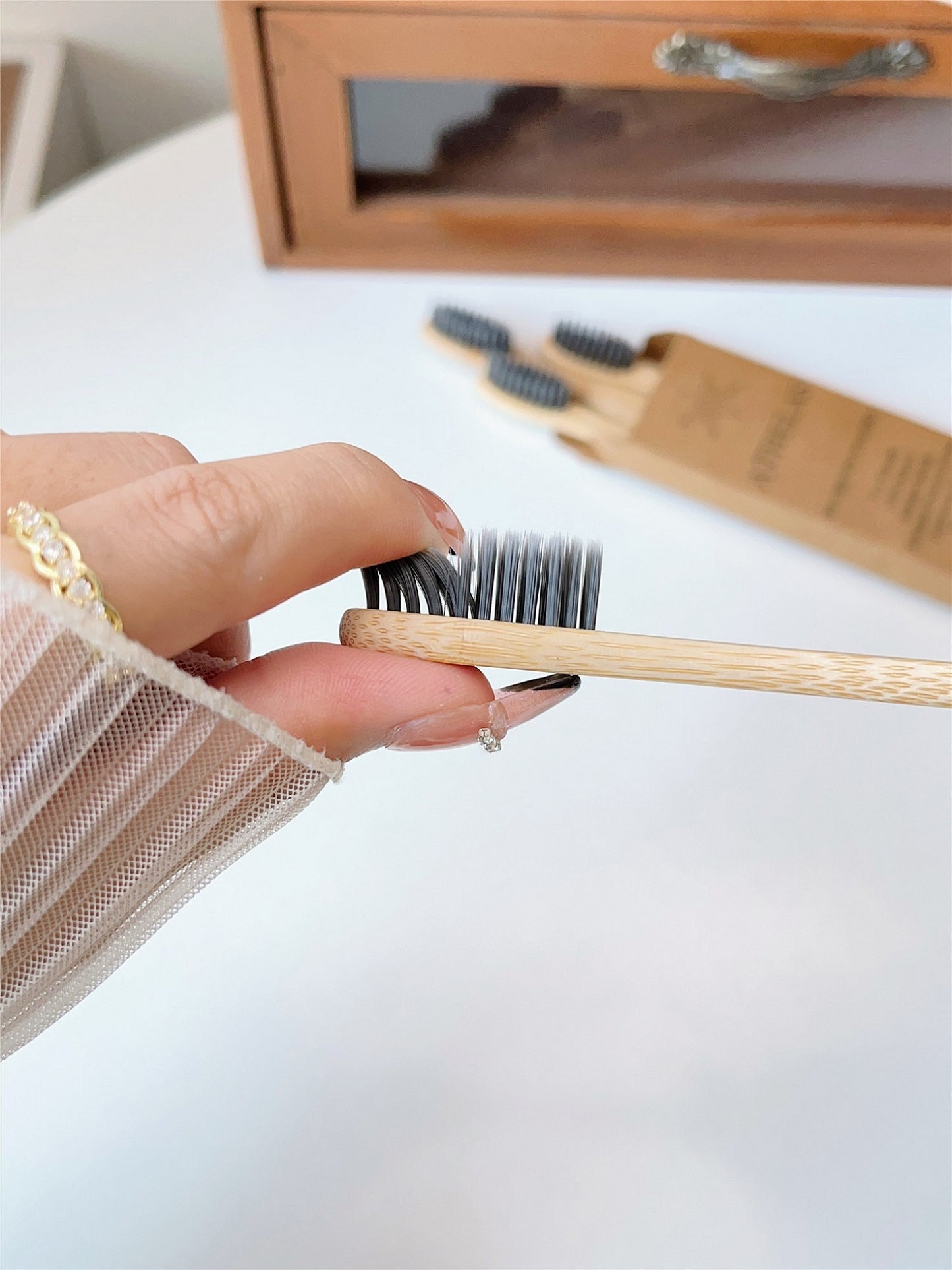 Charco Bamboo Toothbrush with Charcoal Activated Bristles (pack of 4)