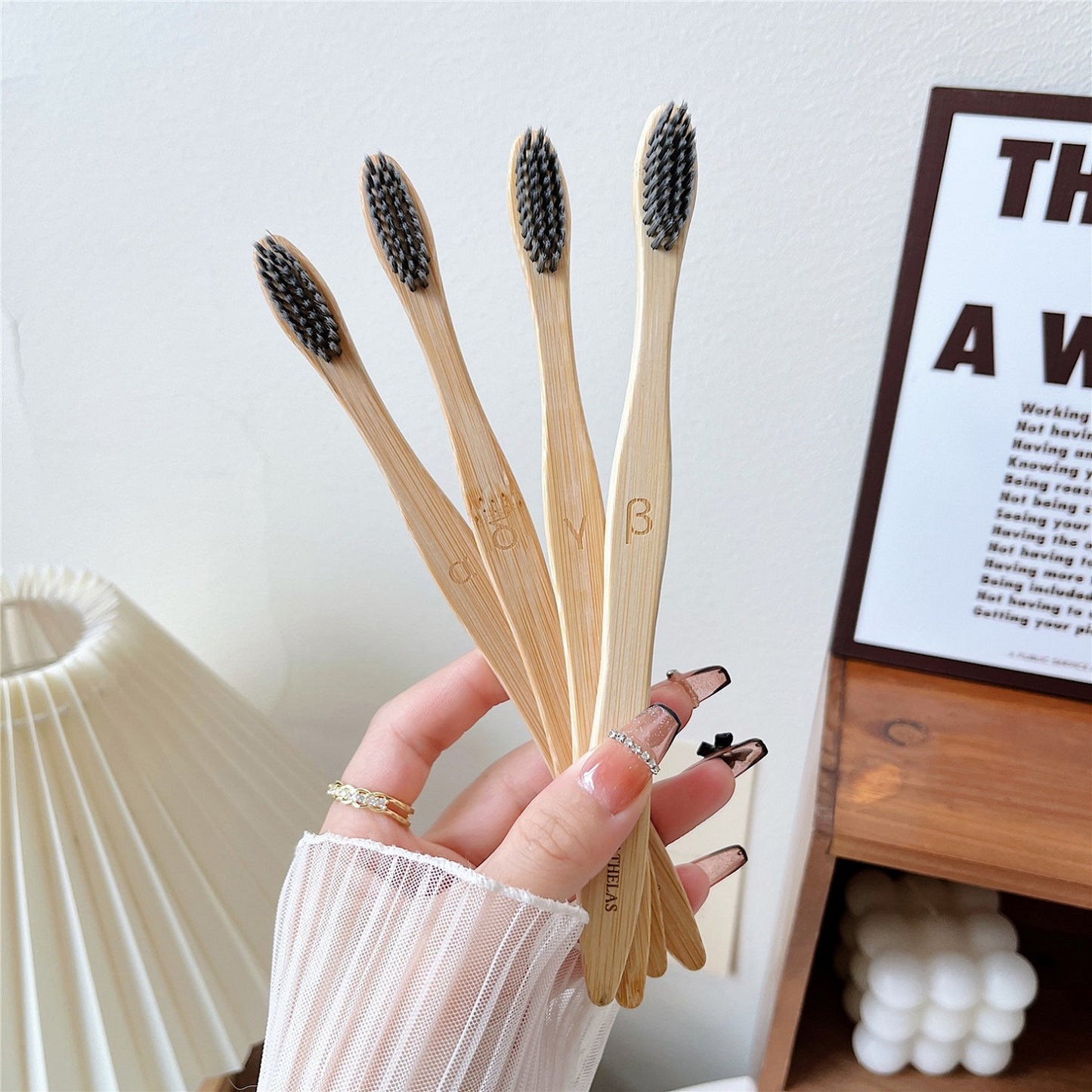Charco Bamboo Toothbrush with Charcoal Activated Bristles (pack of 4)