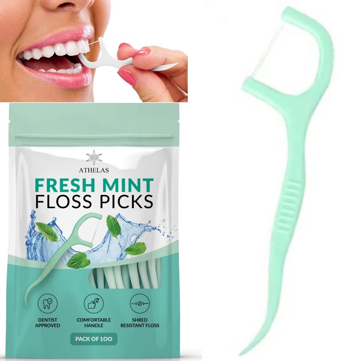 Fresh Mint Floss Picks (Pack of 100)
