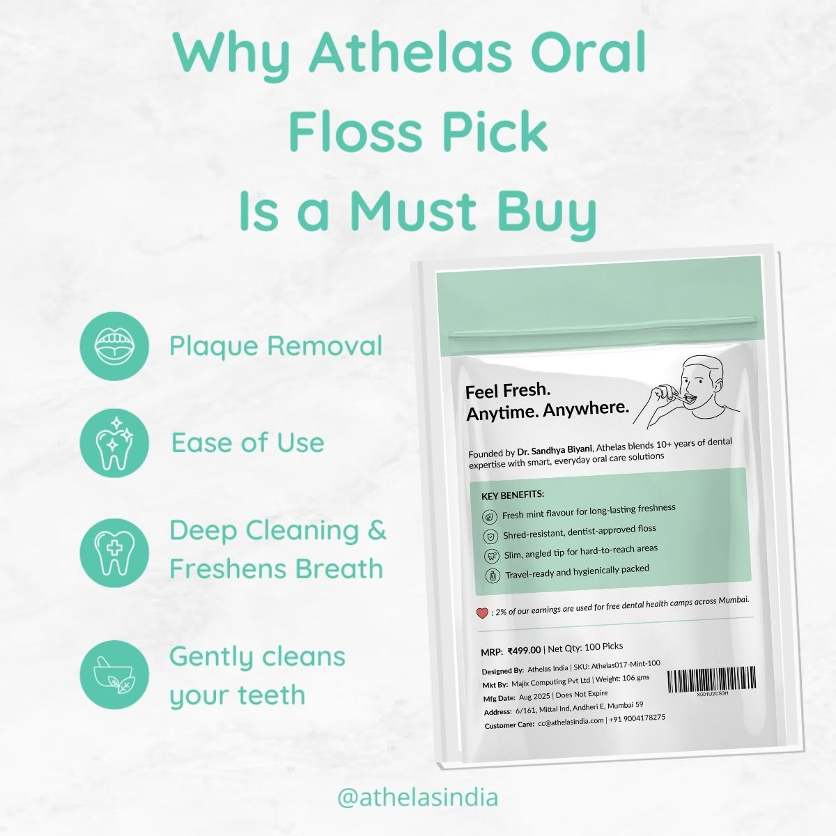 Fresh Mint Floss Picks (Pack of 100)