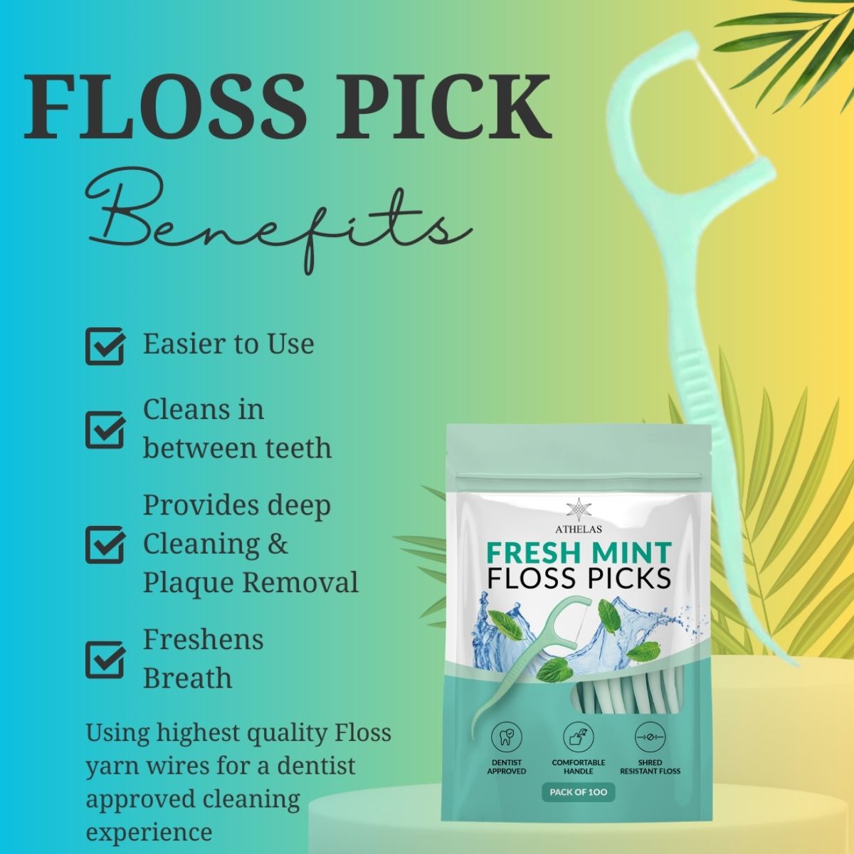 Fresh Mint Floss Picks (Pack of 100)