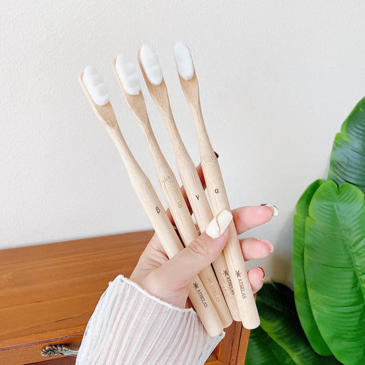 Bamber Organic Bamboo Toothbrush with Nano Bristles ( Set of 4)