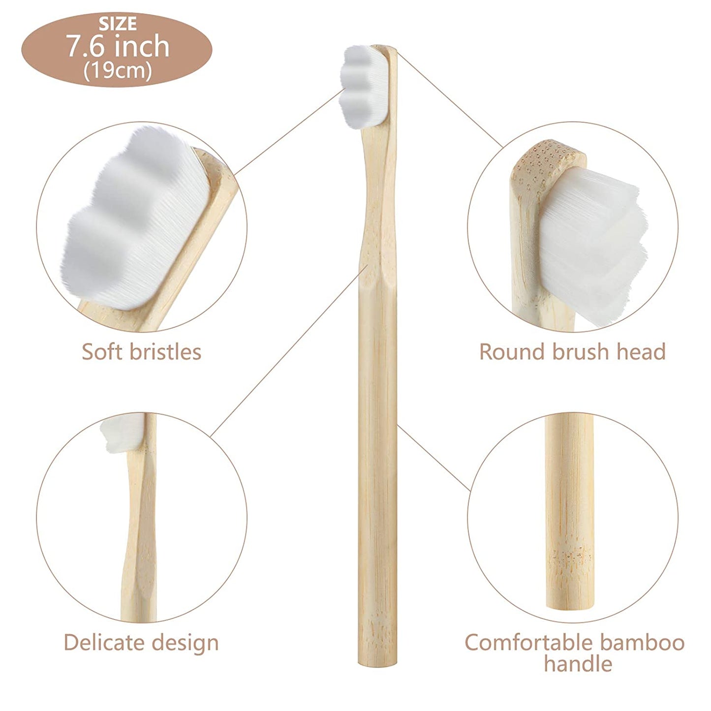 Bamber Organic Bamboo Toothbrush with Nano Bristles ( Set of 4)
